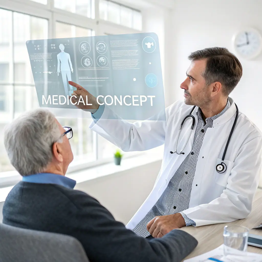 A doctor examining a patient representing the healthcare industry.