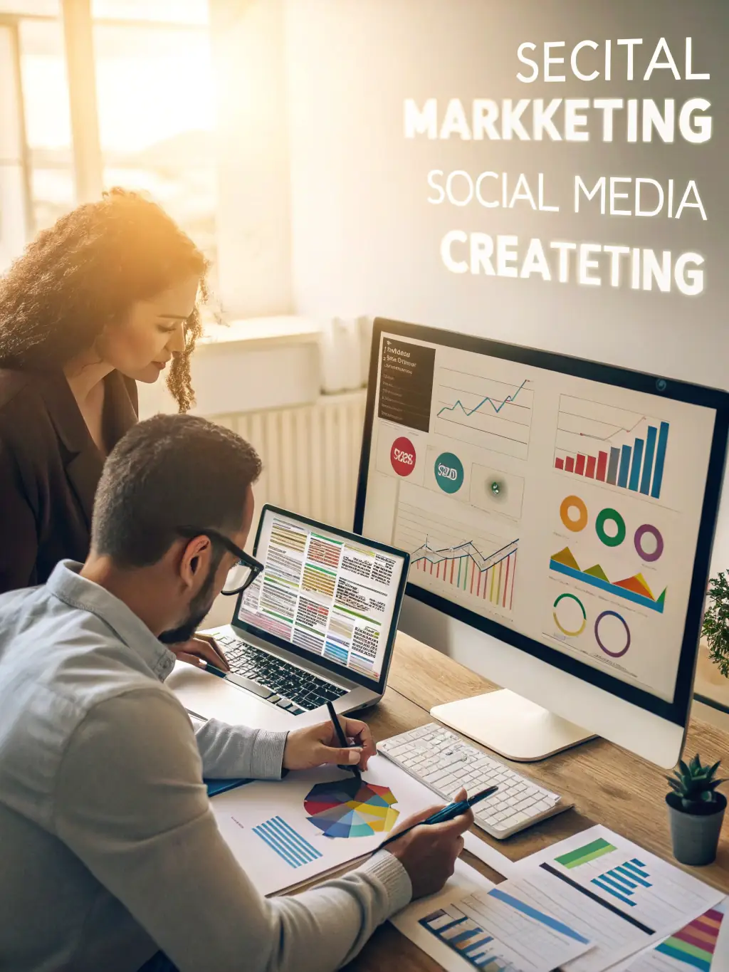 A dynamic image illustrating demand generation tactics, such as content marketing, SEO, and social media campaigns driving traffic and leads.